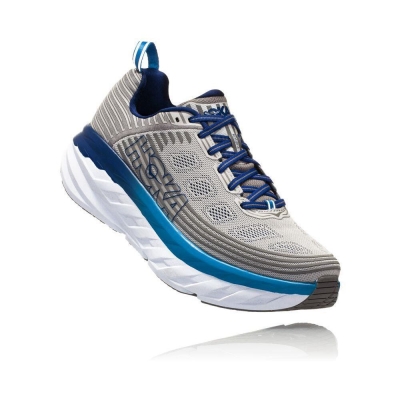 Men's Hoka Bondi 6 Running Shoes Grey | US26WASCP