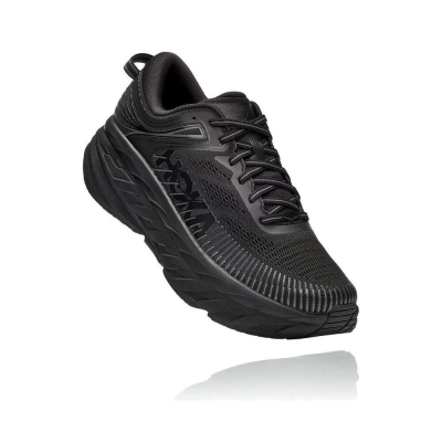 Men's Hoka Bondi 7 Road Running Shoes Black | US26UNOMZ