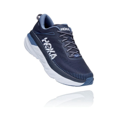 Men's Hoka Bondi 7 Road Running Shoes Navy | US20ZACLB