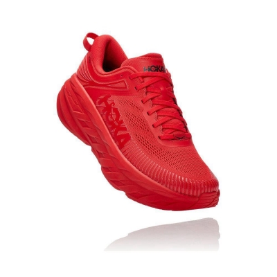 Men's Hoka Bondi 7 Road Running Shoes Red | US74KDMZO