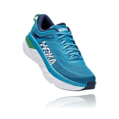 Men's Hoka Bondi 7 Walking Shoes Blue | US43AVSQZ