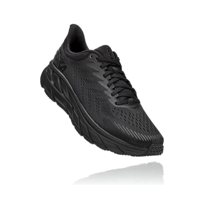 Men's Hoka Clifton 7 Road Running Shoes Black | US10RDUAG