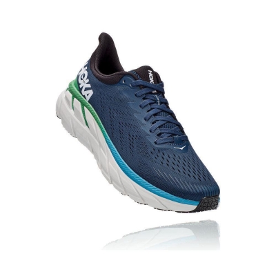 Men's Hoka Clifton 7 Road Running Shoes Navy | US64FMHUT