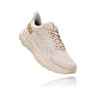 Men's Hoka Clifton 7 Road Running Shoes Beige | US72WBLZG