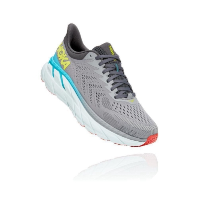 Men's Hoka Clifton 7 Road Running Shoes Grey | US80WIFJV