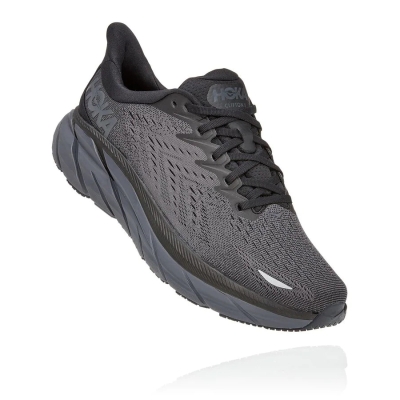 Men's Hoka Clifton 8 Road Running Shoes Black | US04HZPFN