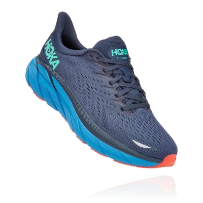 Men's Hoka Clifton 8 Road Running Shoes Blue | US53XNUMQ