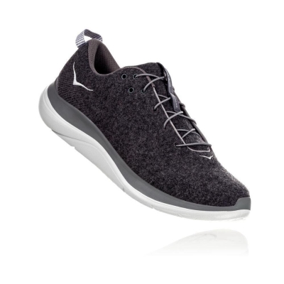 Men's Hoka Hupana Flow Wool Sneakers Dark Grey | US36ENYKP