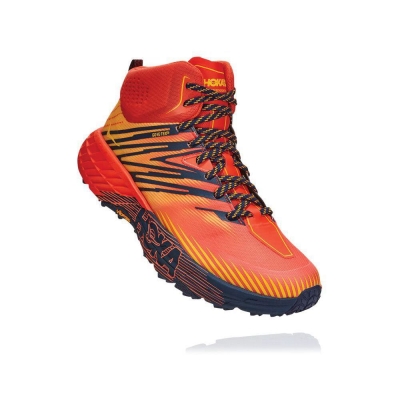 Men's Hoka Speedgoat Mid 2 GTX Hiking Boots Red | US75YNCQD