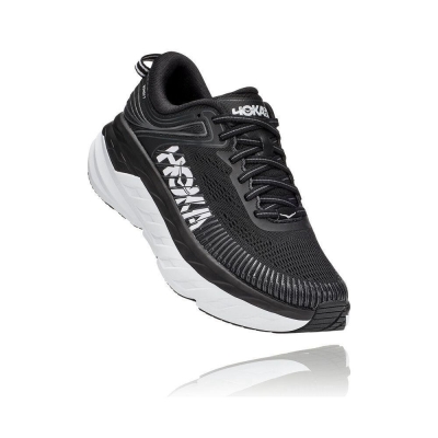 Women's Hoka Bondi 7 Road Running Shoes Black / White | US70VDOYG