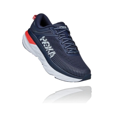 Women's Hoka Bondi 7 Running Shoes Navy | US58TRLSD