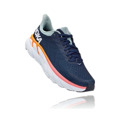 Women's Hoka Clifton 7 Road Running Shoes Navy | US60EWQMF