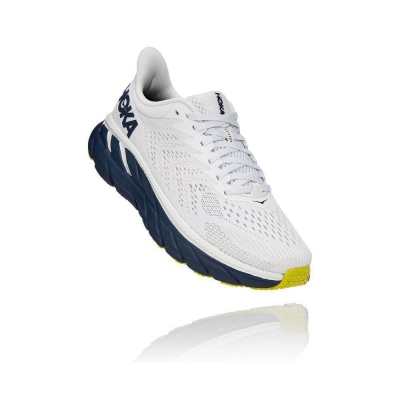 Women's Hoka Clifton 7 Road Running Shoes White / Navy | US94EUOCL