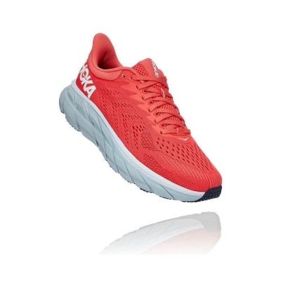 Women's Hoka Clifton 7 Running Shoes Red | US95VIUJT