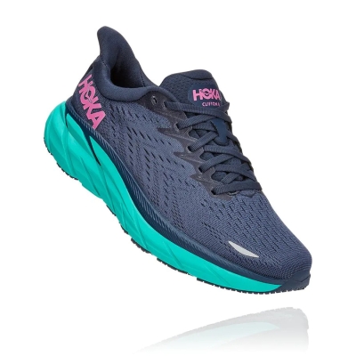 Women's Hoka Clifton 8 Road Running Shoes Blue | US01CVOSL