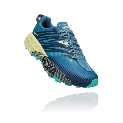 Women's Hoka Speedgoat 4 Running Shoes Blue / Yellow | US82DNEKY