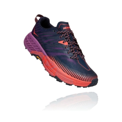 Women's Hoka Speedgoat 4 Running Shoes Navy / Red / Purple | US41FCQUZ