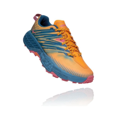 Women's Hoka Speedgoat 4 Trail Running Shoes Yellow / Blue | US46AFHNZ