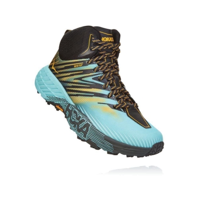 Women's Hoka Speedgoat Mid 2 GTX Trail Running Shoes Blue / Black / Gold | US18MUQPC