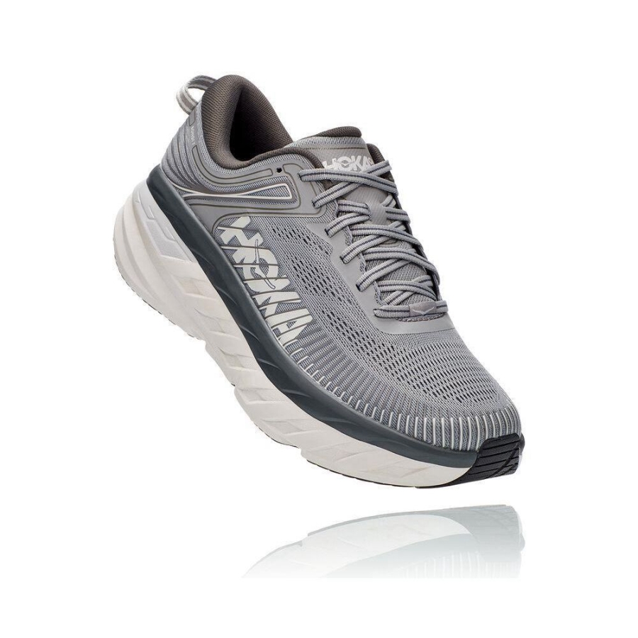 Men\'s Hoka Bondi 7 Road Running Shoes Grey | US38XVIPL