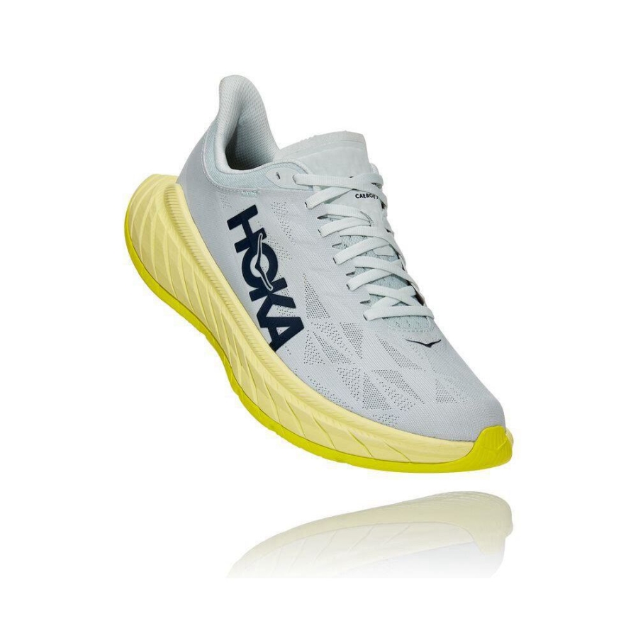 Men\'s Hoka Carbon X 2 Road Running Shoes White / Yellow | US57NAGVD