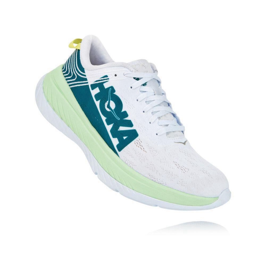 Men\'s Hoka Carbon X Road Running Shoes White / Green | US39MRVJU