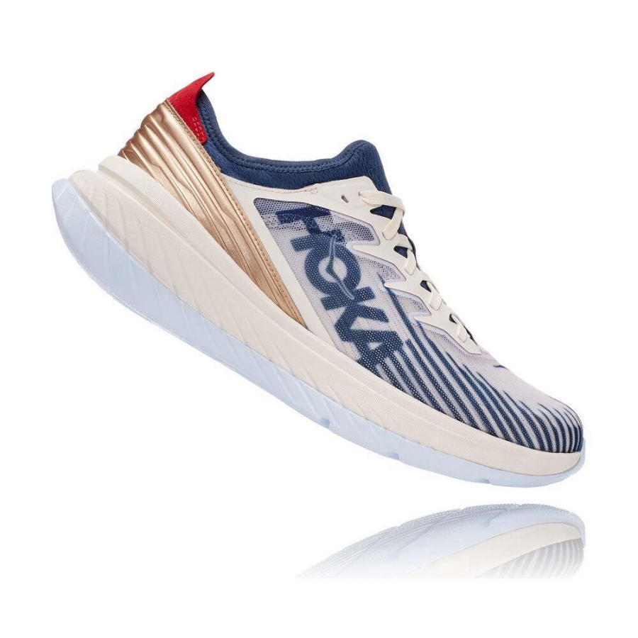 Men's Hoka Carbon X-SPE Sneakers White / Blue / Gold | US39VYTLJ