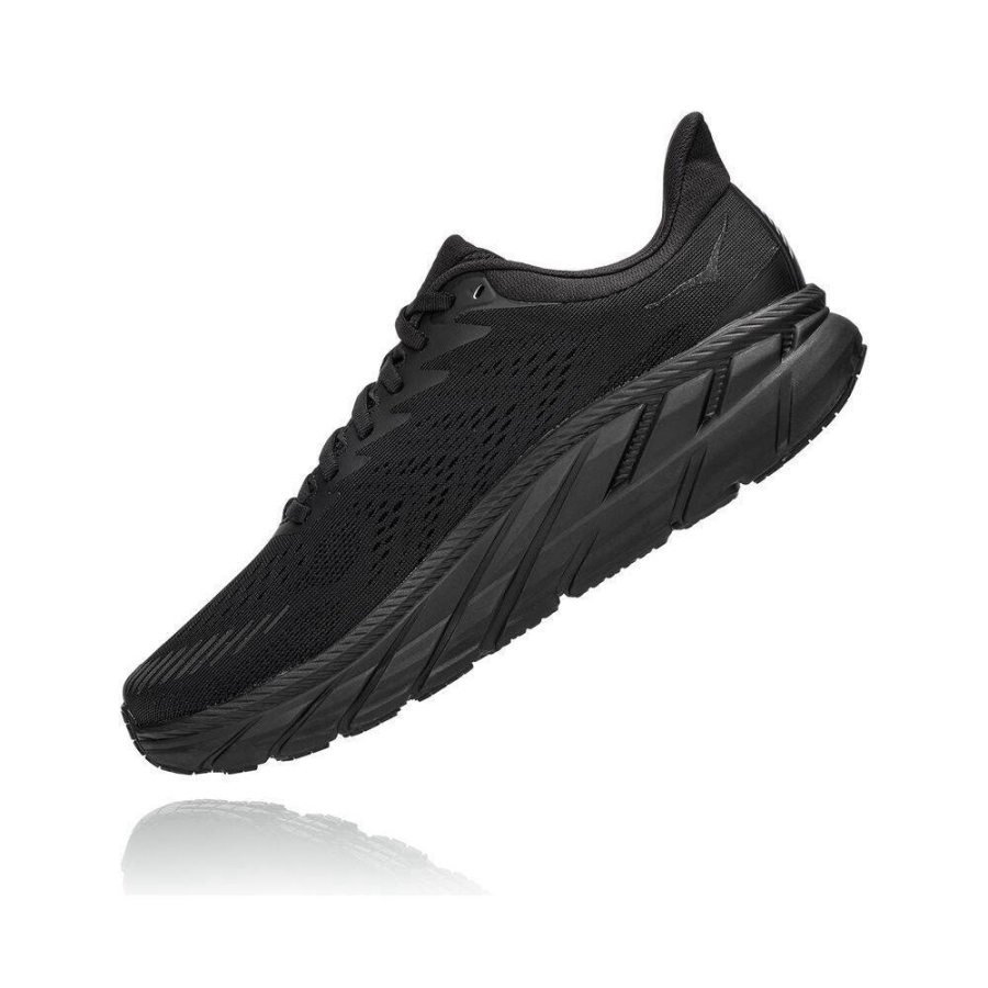 Men's Hoka Clifton 7 Road Running Shoes Black | US10RDUAG