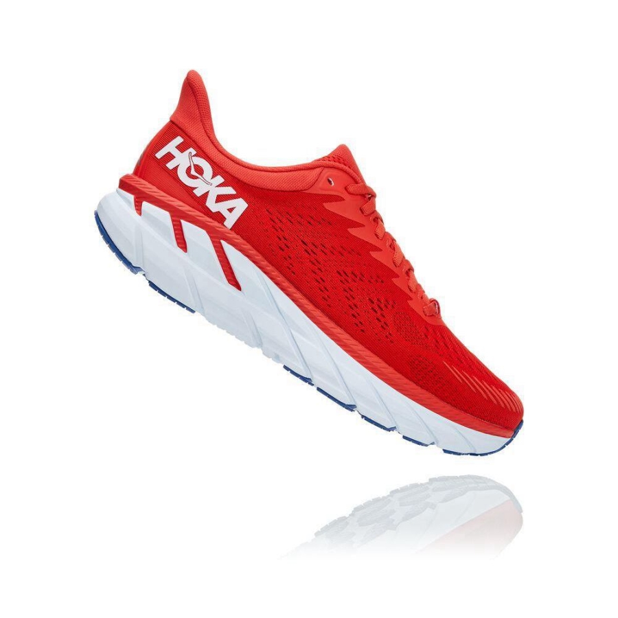 Men's Hoka Clifton 7 Road Running Shoes Red | US14KHQZO