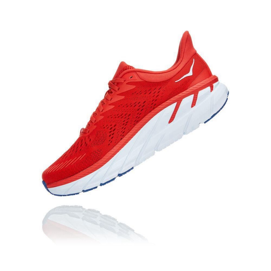 Men's Hoka Clifton 7 Road Running Shoes Red | US14KHQZO