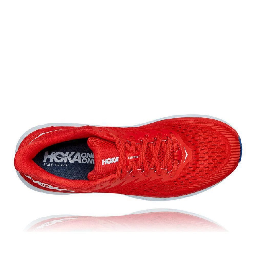 Men's Hoka Clifton 7 Road Running Shoes Red | US14KHQZO