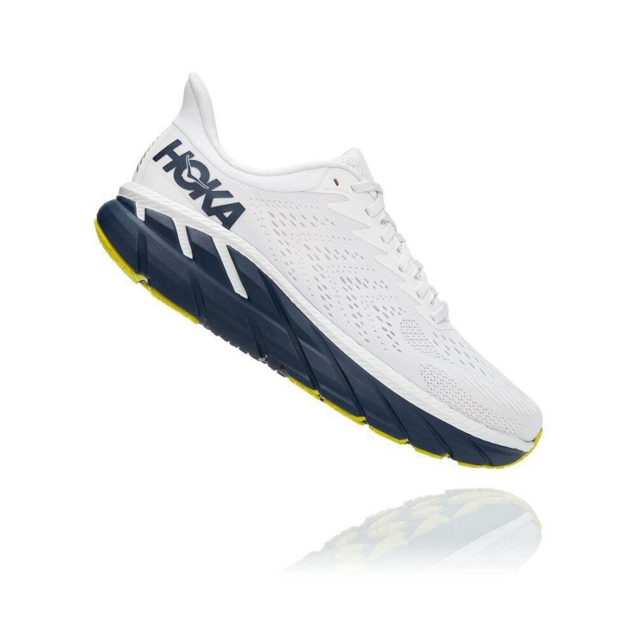 Men's Hoka Clifton 7 Road Running Shoes White / Navy | US39XBHRN