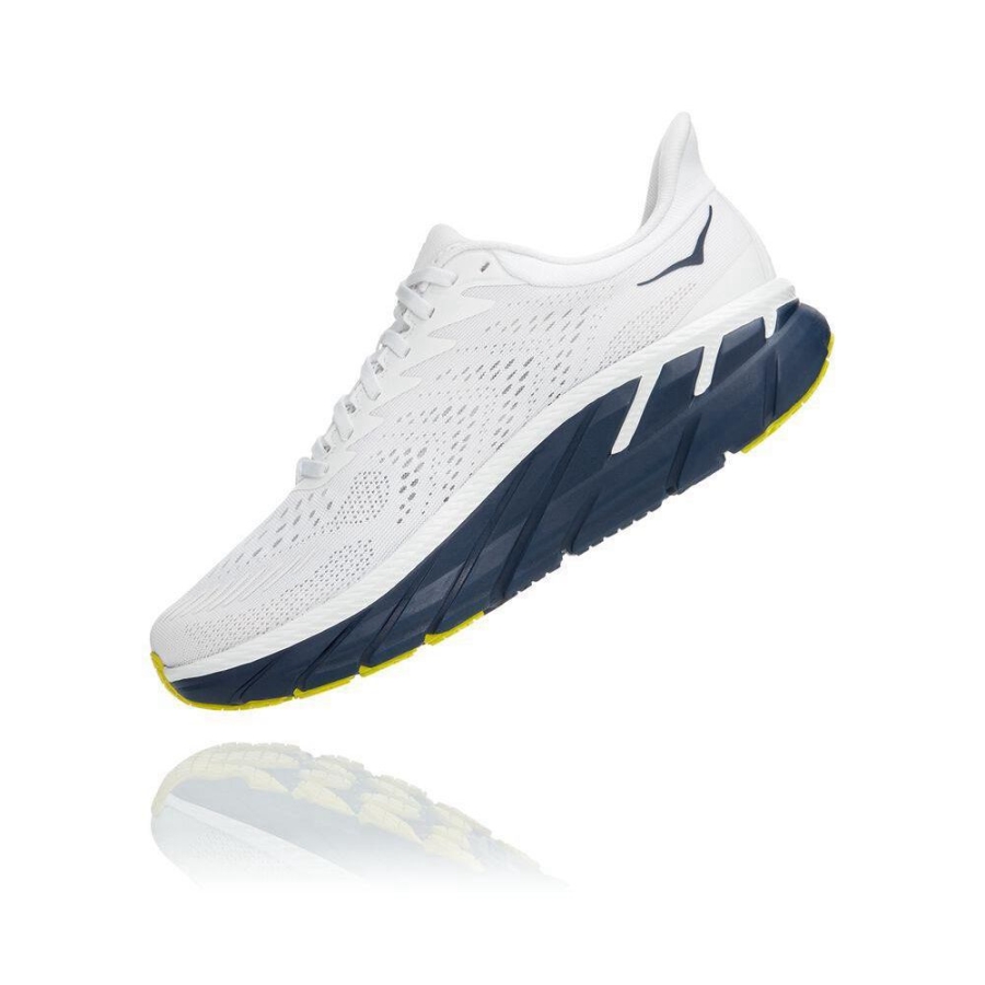 Men's Hoka Clifton 7 Road Running Shoes White / Navy | US39XBHRN