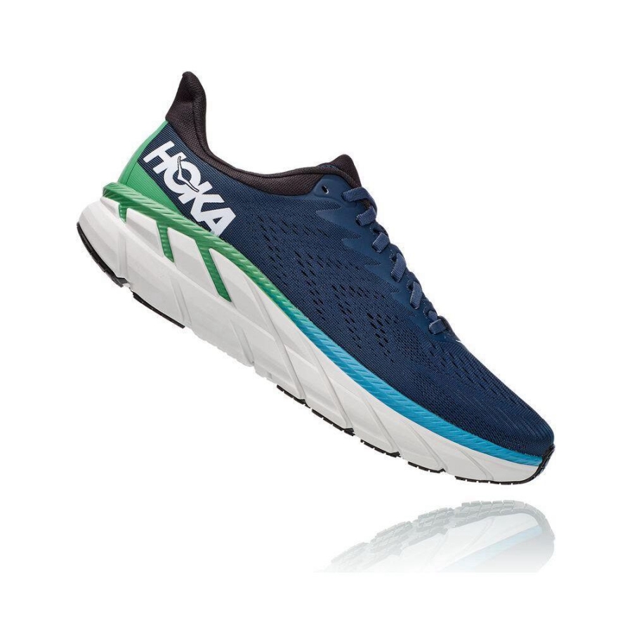 Men's Hoka Clifton 7 Road Running Shoes Navy | US64FMHUT