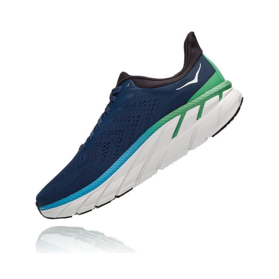 Men's Hoka Clifton 7 Road Running Shoes Navy | US64FMHUT