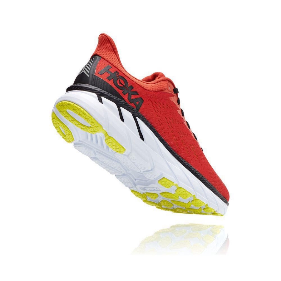 Men's Hoka Clifton 7 Road Running Shoes Red / Black | US74ITVQC