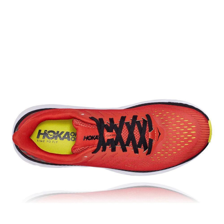 Men's Hoka Clifton 7 Road Running Shoes Red / Black | US74ITVQC