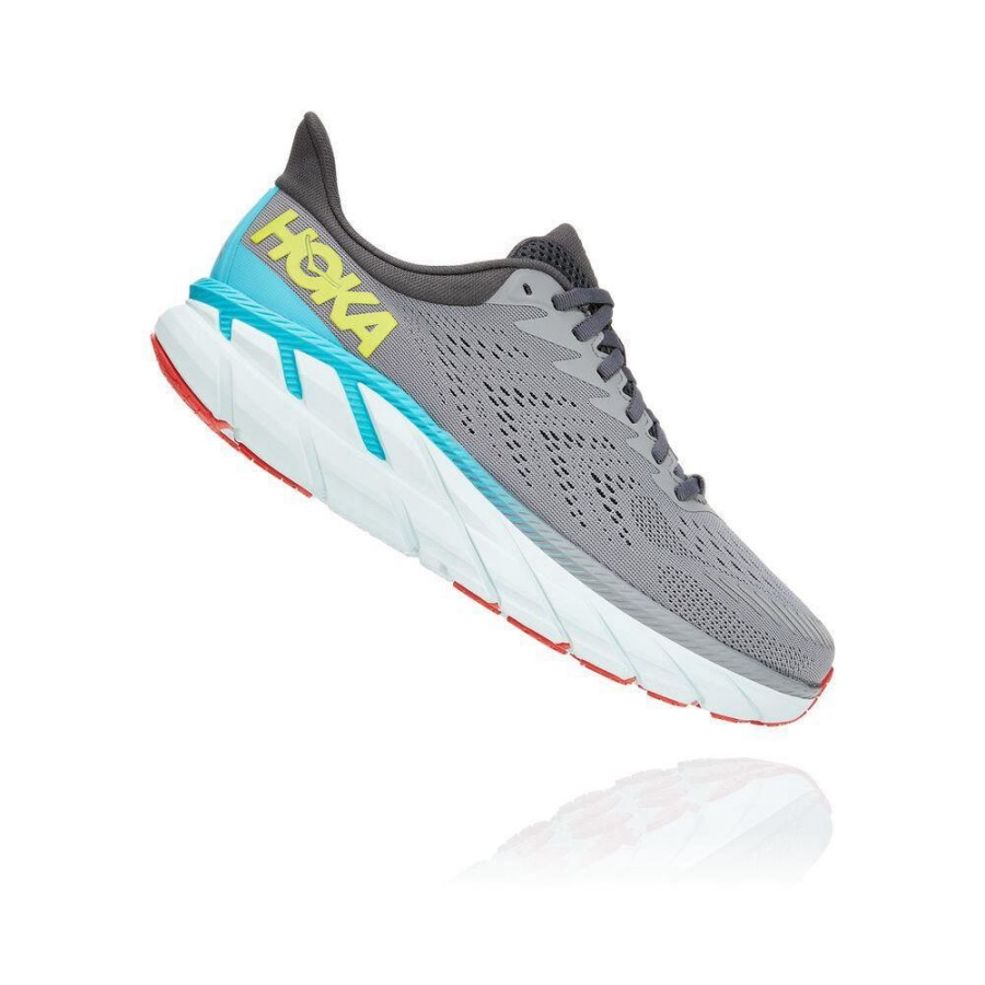 Men's Hoka Clifton 7 Road Running Shoes Grey | US80WIFJV