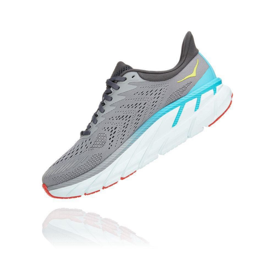 Men's Hoka Clifton 7 Road Running Shoes Grey | US80WIFJV