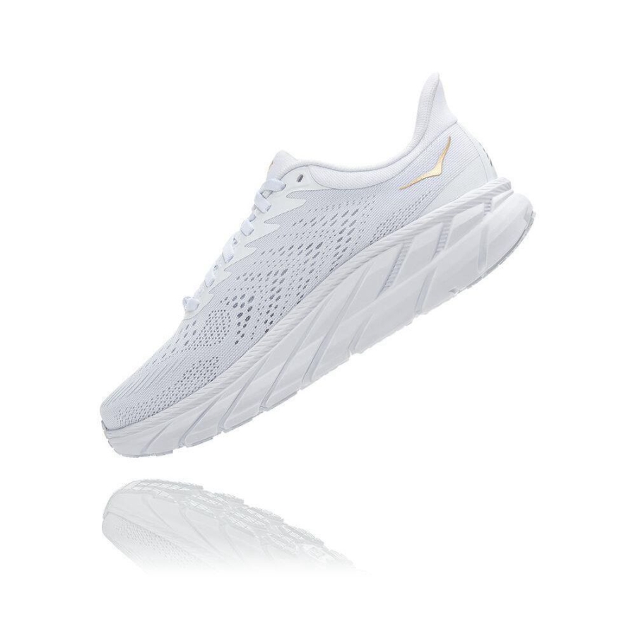 Men's Hoka Clifton 7 Running Shoes White / Gold | US13FZIEL