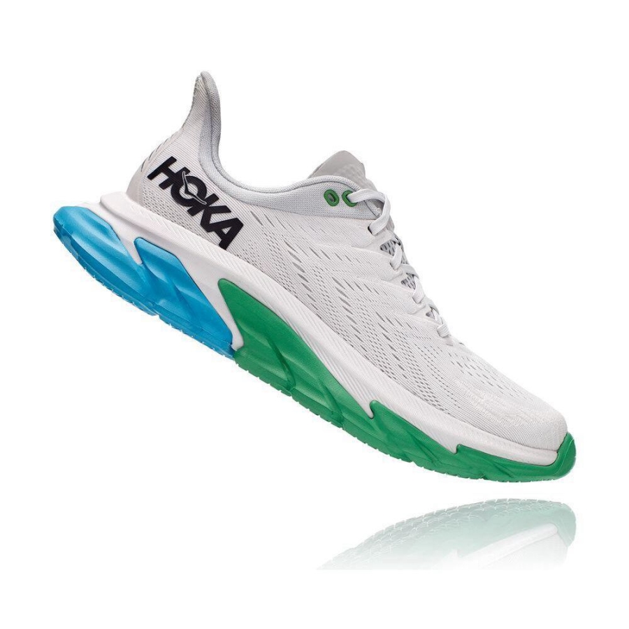 Men's Hoka Clifton Edge Road Running Shoes White / Green | US04QIZLJ