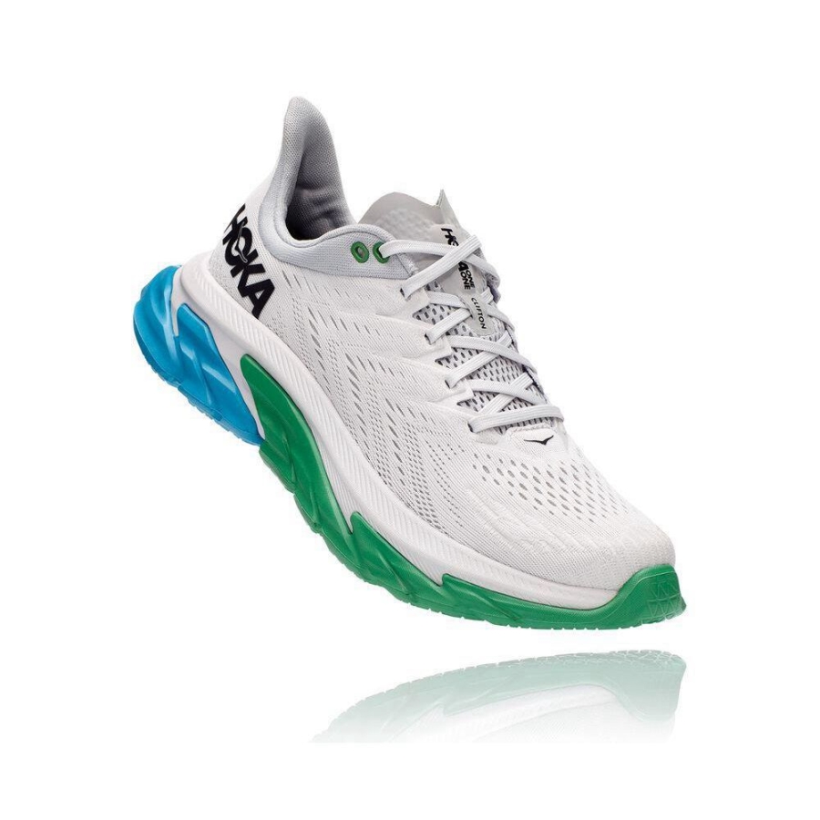 Men\'s Hoka Clifton Edge Road Running Shoes White / Green | US04QIZLJ