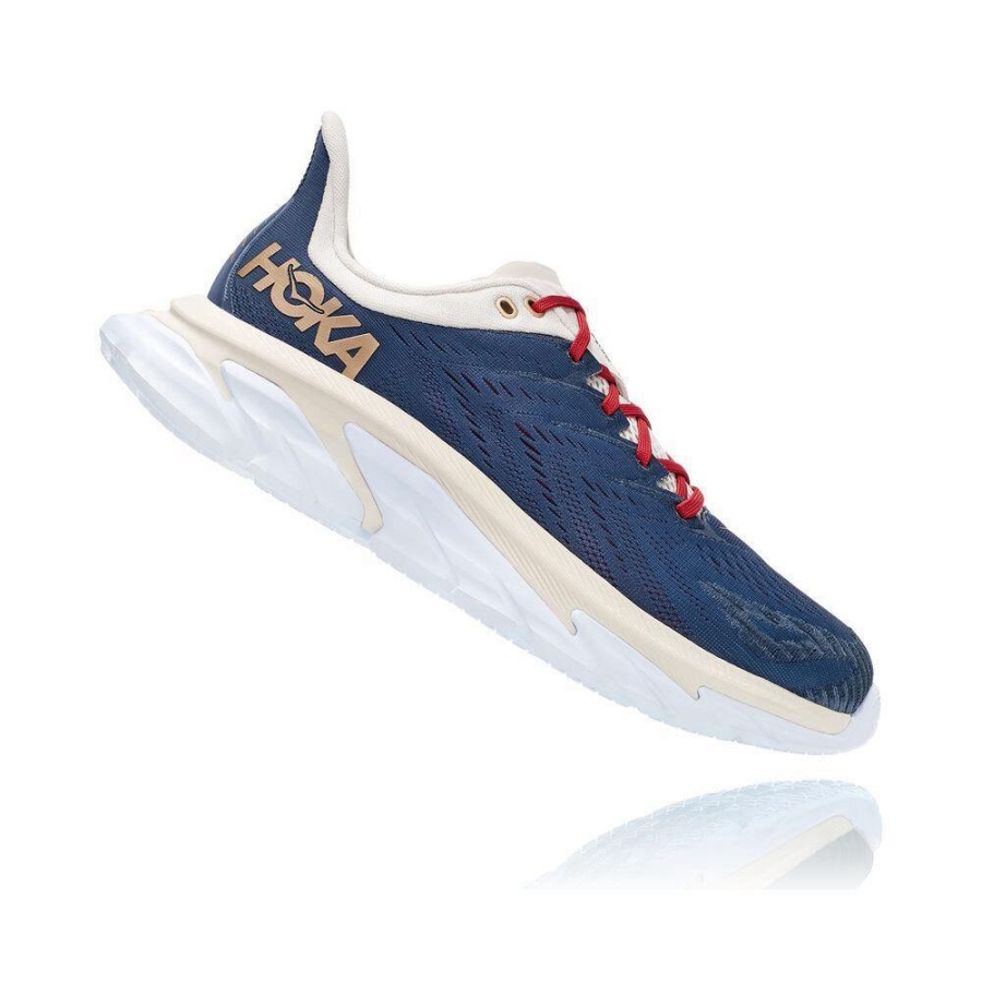 Men's Hoka Clifton Edge Road Running Shoes Navy / White | US35ESDNH