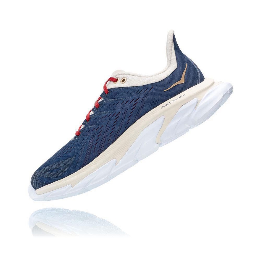 Men's Hoka Clifton Edge Road Running Shoes Navy / White | US35ESDNH