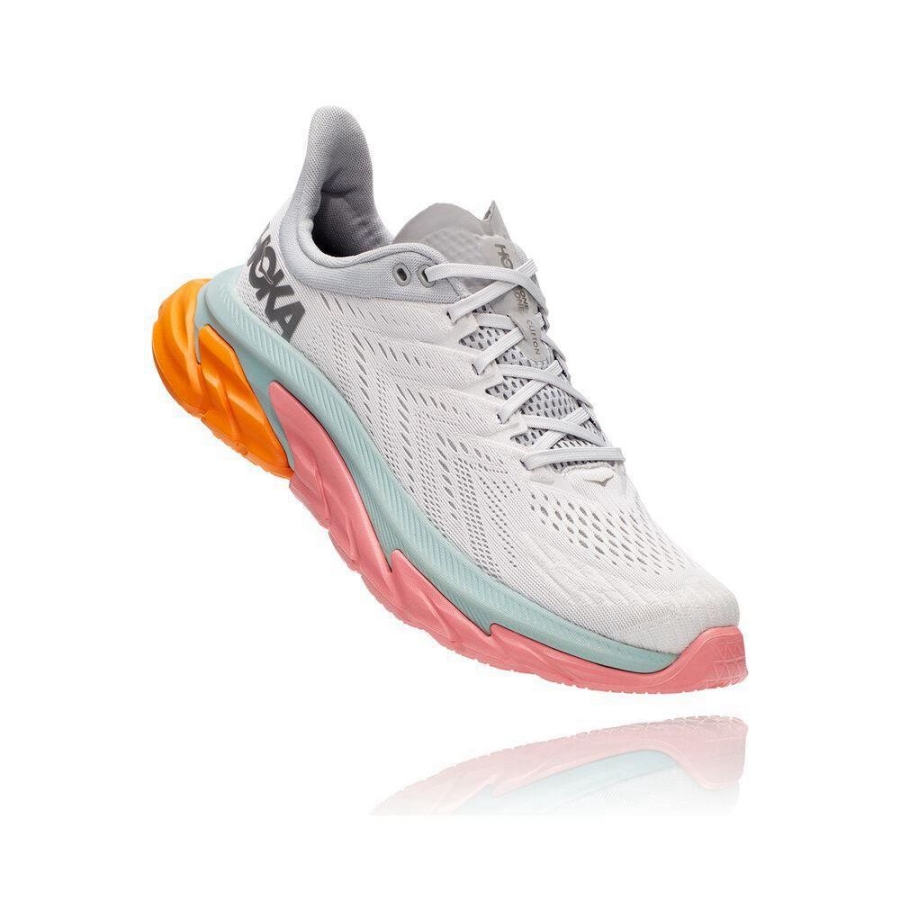 Men\'s Hoka Clifton Edge Road Running Shoes White / Pink | US63YPHKI