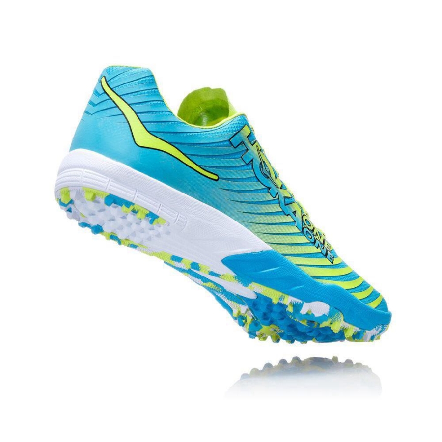 Men's Hoka EVO XC Spikes Shoes Blue / Yellow | US18NFJZR