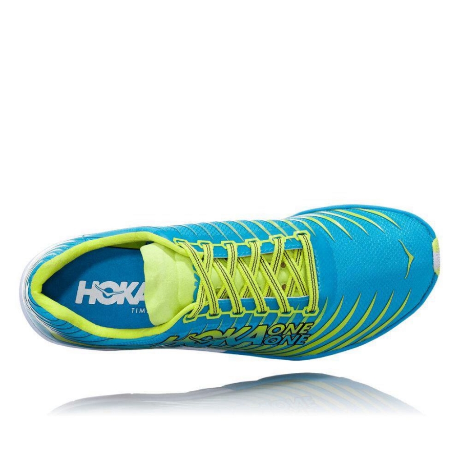 Men's Hoka EVO XC Spikes Shoes Blue / Yellow | US18NFJZR