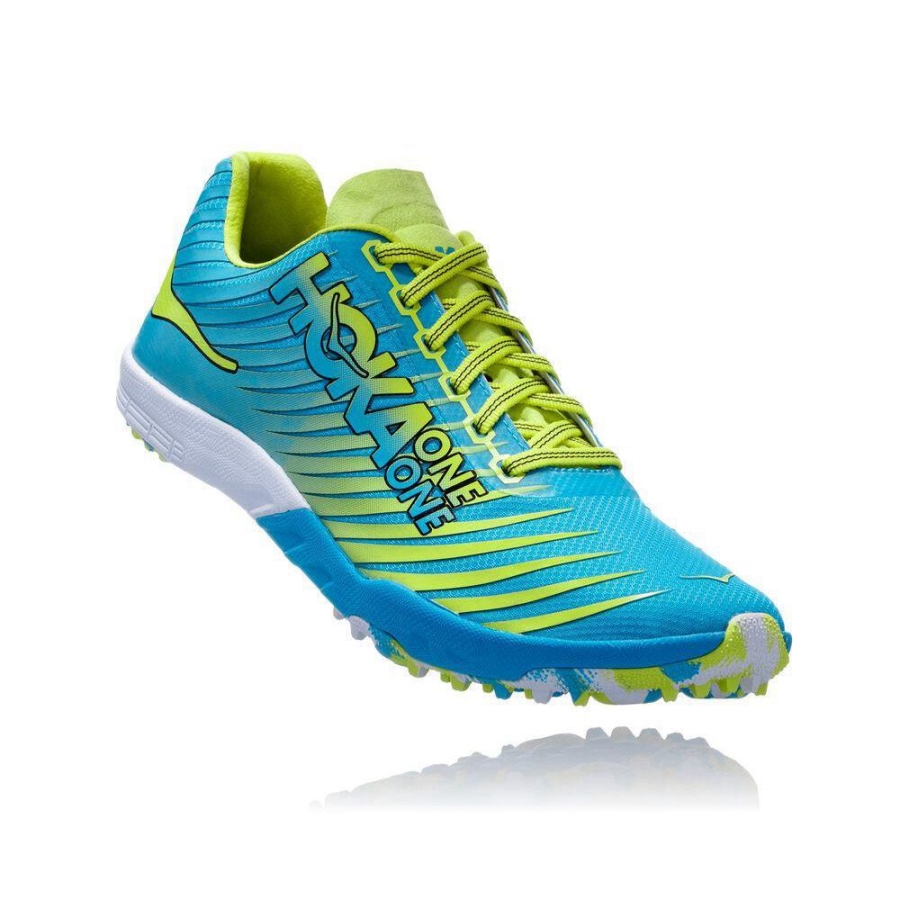 Men\'s Hoka EVO XC Spikes Shoes Blue / Yellow | US18NFJZR