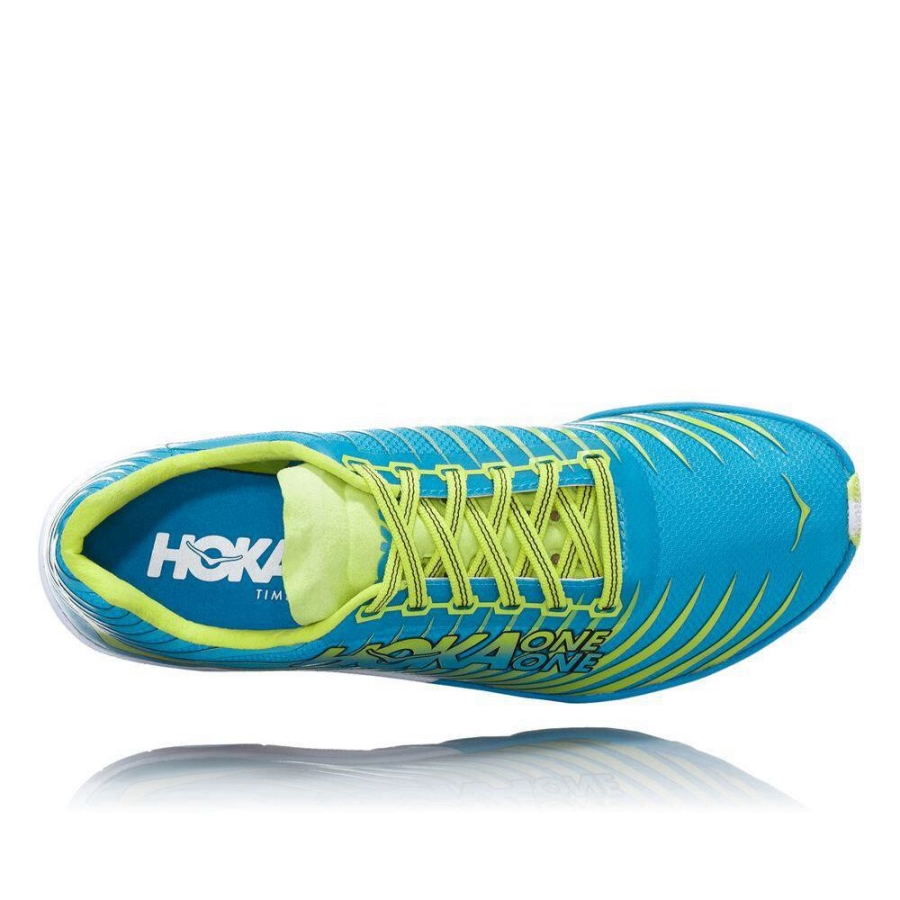 Men's Hoka EVO XC Spikes Shoes Blue / Yellow | US75MJDHI