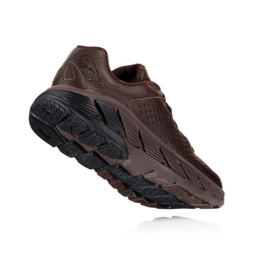 Men's Hoka Gaviota Leather Road Running Shoes Brown | US32ZWFIJ